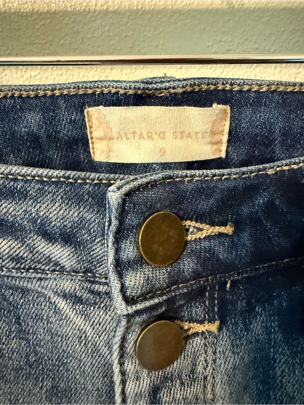 Altar’D State High Rise Button Fly Distressed Flare Jeans Size 9 Juniors Women - Picture 4 of 10